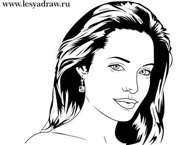 как нарисовать анжелину джоли, how to draw angelina jolie