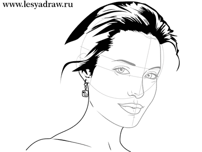 как нарисовать анжелину джоли, how to draw angelina jolie