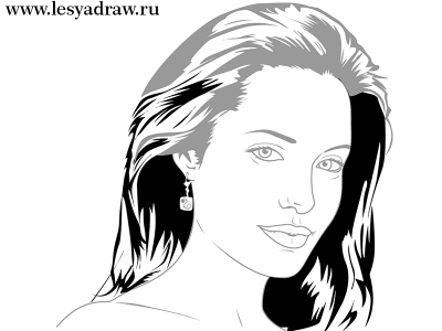 как нарисовать анжелину джоли, how to draw angelina jolie